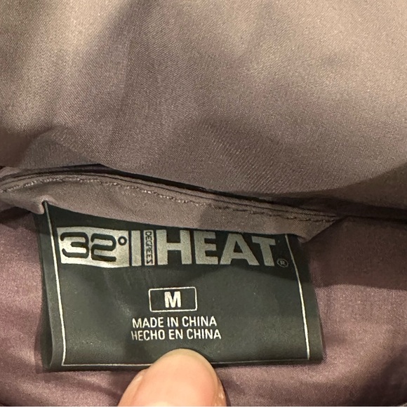 32 Degrees Heat Womens Mid Length Puffer Jacket Size M Purple Hooded Pockets Zip - Picture 6 of 11